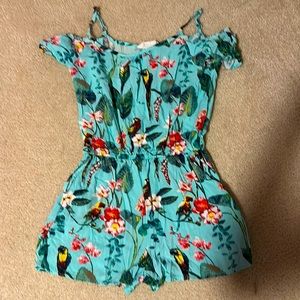 Off shoulder, kids tropical romper, 100% Viscose